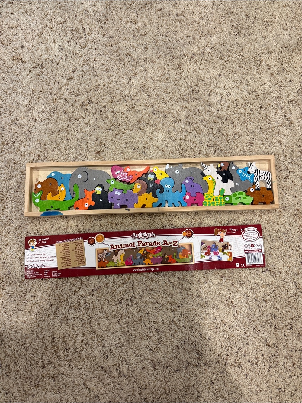 Begin Again Animal Parade A–Z Wooden Puzzle - Multicolor